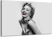 Schilderij Op Canvas - Groot -  Marilyn Monroe - Grijs, Wit, Rood - 140x90cm 1Luik - GroepArt 6000+ Schilderijen Woonkamer - Schilderijhaakjes Gratis