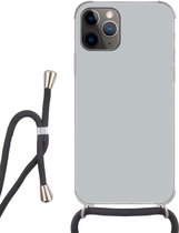 Telefoonkoord - Telefoonketting - Hoesje met koord Geschikt voor iPhone 11 Pro Max - Interieur - Grijs - Licht - Siliconen - Crossbody - Telefoonhoesje met koord