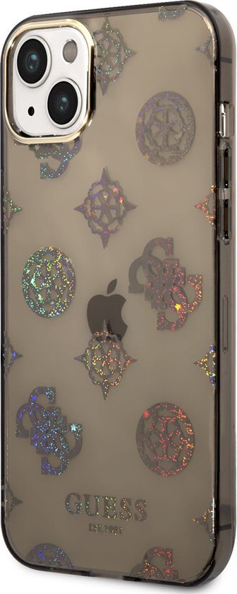 Glitter arrière à paillettes Guess 4G Peony pour Apple iPhone 14 Plus (6,7") - Zwart