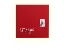 Sigel glasmagneetbord - Artverum - met LED verlichting - 48x48cm - rood - SI-GL402