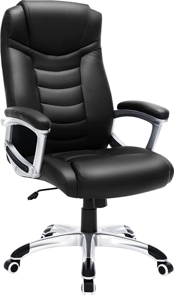 ZAZA Home Ergonomische bureaustoel, in hoogte verstelbare draaistoel, robuust, stabiel en duurzaam, zwart