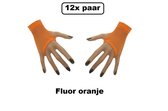 12x Paar Nethandschoen vingerloos kort fluor oranje - Koningsdag thema feest festival party fun