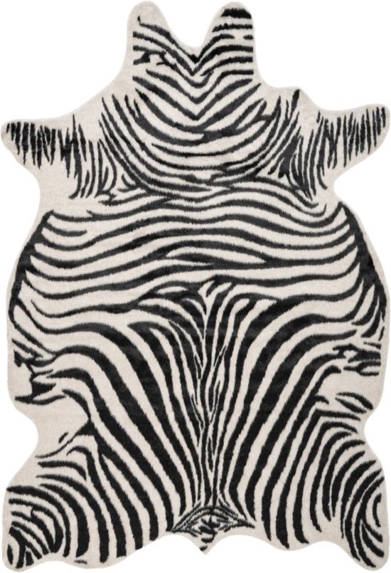Tapis Cabanon Rodéo Zebra Peau Animale Antidérapant Zwart Wit - 150x200 CM