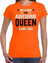 Bellatio Decorations oranje Koningsdag t-shirt - awesome queen - dames XXL