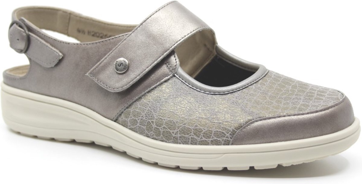 Solidus, 27500 40169, Taupe sandalen met stretch en dichte neus wijdte H