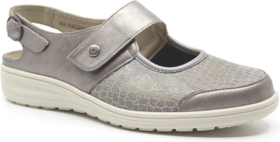 Solidus, 27500 40169, Sandales taupe avec stretch et bout fermé largeur H