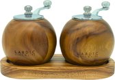 Lardic® Pepermolen en Zoutmolen set - Premium kwaliteit Acaciahout- Met Houder - Hervulbaar - 2 stuks