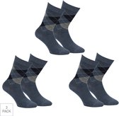 Boru Bamboo - 3-Pack - Geruite Sokken - Bamboe - Hypoallergeen - Heren / Dames - jeans - 43-45 - 2325