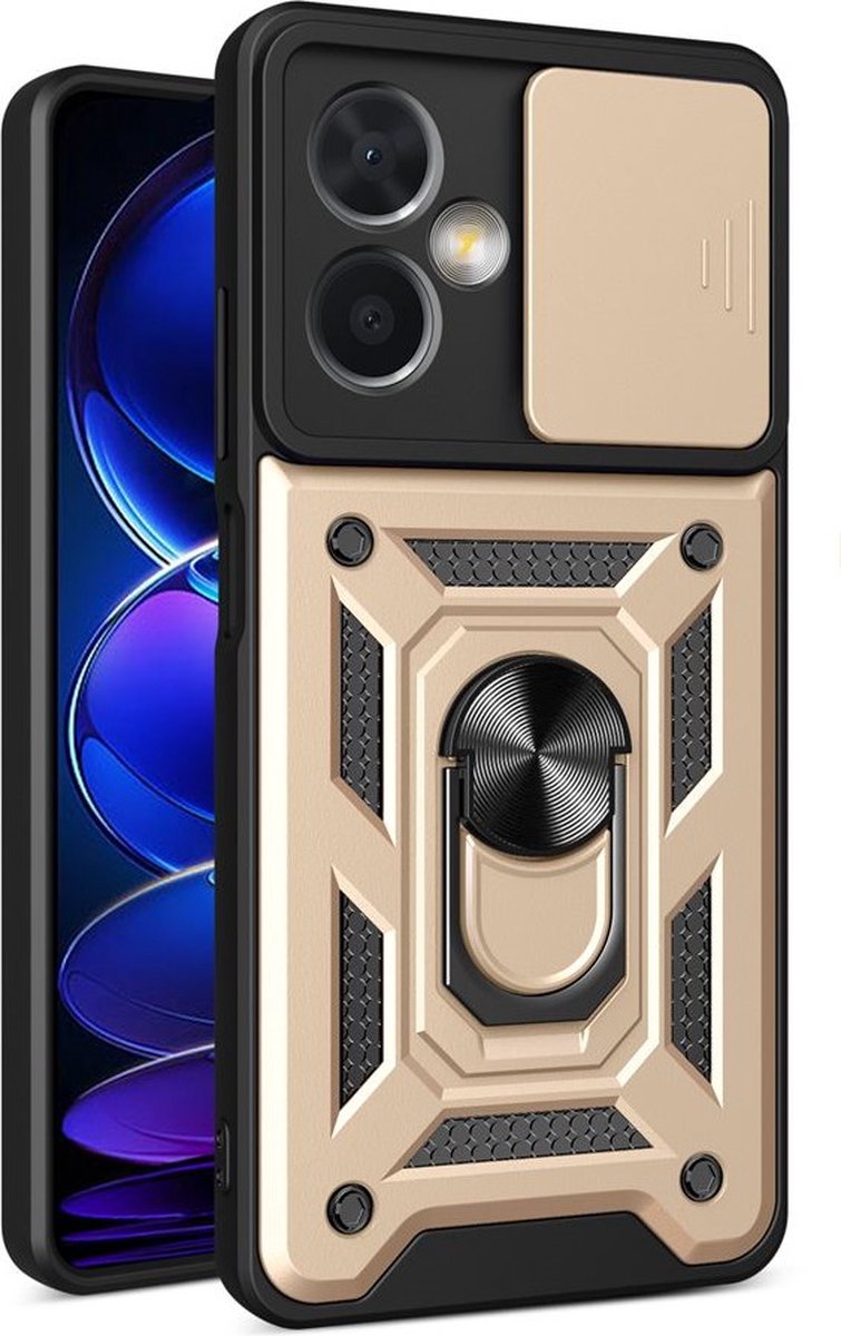 JIAFEI Cover Armor per Motorola Edge 40 PRO, Custodia TPU+PC Antiurto con Scorrevole Protezione Fotocamera Cover con 360° Anello Supporto, Rosso