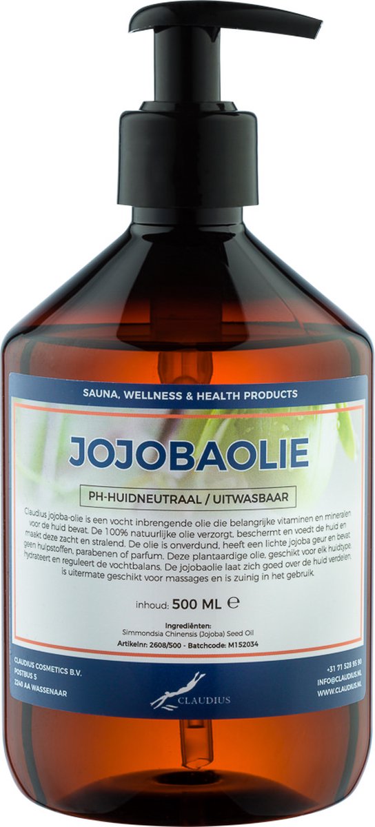 Goedkoopste Jojobaolie 500 ml met pomp - 100 natuurlijk - biologisch en koud geperst - goed voor huid, haar en lichaam