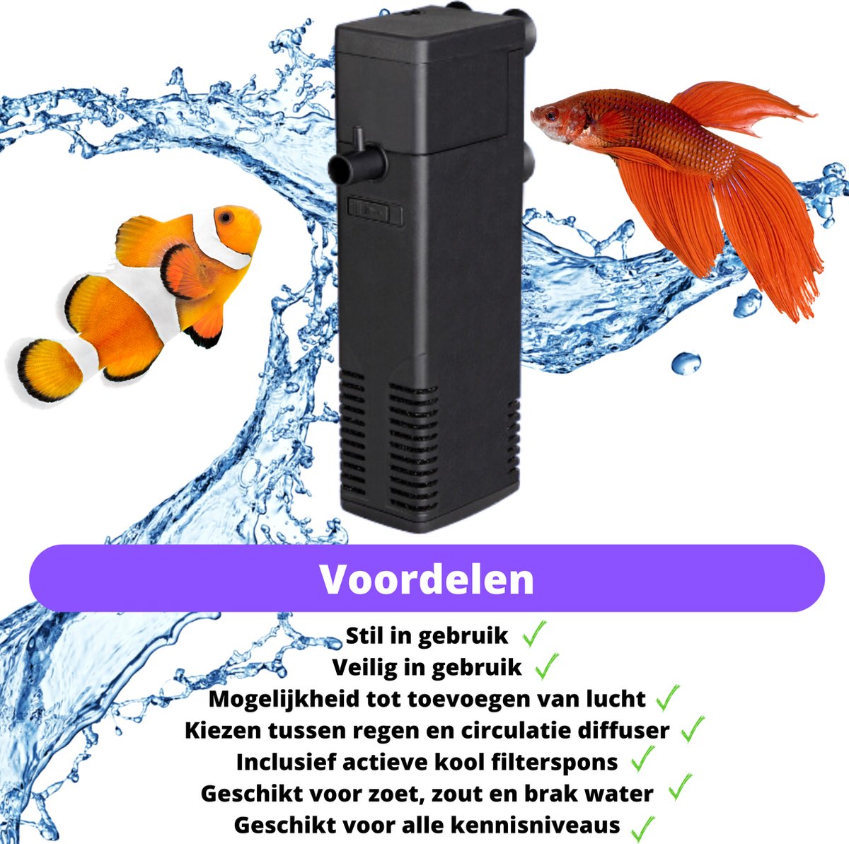 Aquariumfilter 1000L/H 150L250L Aquarium filter pomp Zuurstofpomp