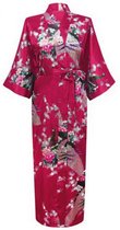 KIMU® Kimono Bourgogne Satin - Taille SM - Peignoir Yukata Peignoir Peignoir - Au-dessus de la Cheville