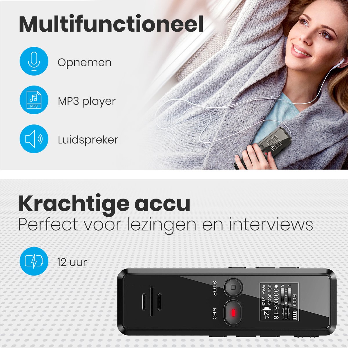 LifeGoods Group Vertaaloortje Translator met Ruisonderdrukking - afbeelding 3