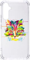 Silicone Case Geschikt voor Samsung Galaxy A34 Smartphone hoesje met doorzichtige rand Cat Color