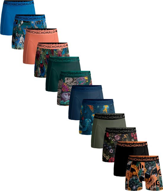 Muchachomalo Heren Boxershorts 12 Pack - Normale Lengte - Maat M - 95% Katoen - Mannen Onderbroek met Zachte Elastische Tailleband