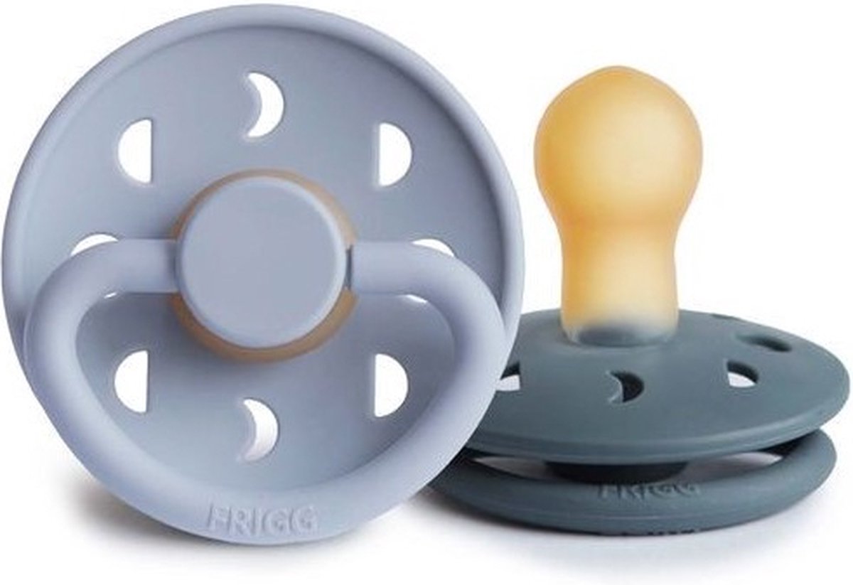 Goedkoopste Frigg Fopspeen Moon Powder Blue/Slate T1 0-6mnd (2 stuks