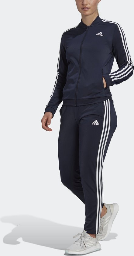 adidas Sportswear Essentials 3-Stripes Trainingspak - Dames - Blauw - M kort