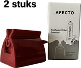 Afecto - Tube uitknijper - tubeknijper - set van 2 stuks - 2x rood - tandpasta knijper - tandpasta roller - duurzaam - tandpasta dispenser - tube uitknijper - tandpasta dispenser - tube squeezer - tube roller - tube sleutel
