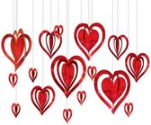Akyol - Hartjes decoratie slinger – Valentijn - slingers met hart - 16 stuks - valentijnsdag decoratie – Versiering – Valentijsdag – Hartjesslinger