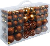 Christmas Gifts Kerstballen Set Koper - 100 Kunststof Kerstballen - Verschillende Afwerkingen - Ø 3/4/6 cm