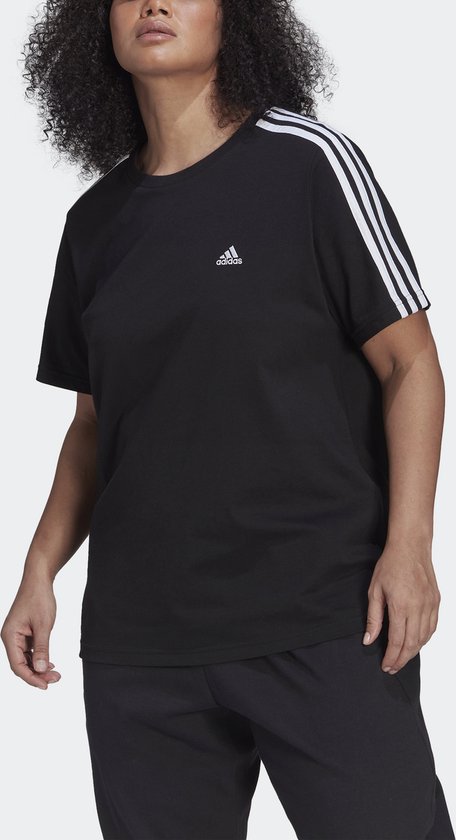 Adidas Sportswear Essentials Slim 3-Stripes T-shirt (Grote Maat) - Dames - Zwart