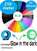 PLA 3D Pen Vulling - 22 kleuren - Filament - PLA Starterspakket - 210 meter - 1,75 mm - Glow in the Dark -Navulling