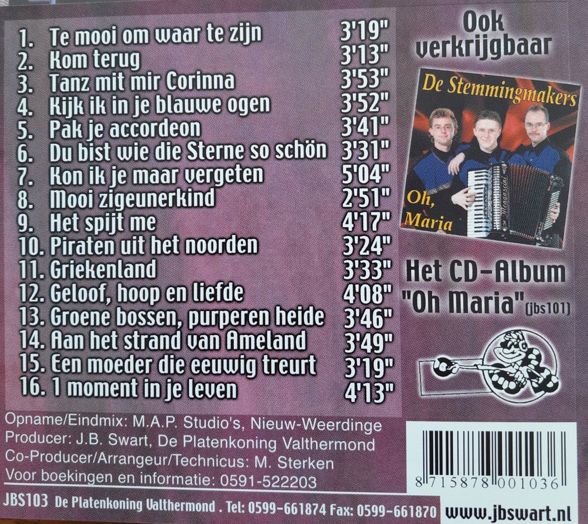 Te Mooi Om Waar Te Zijn, De Stemmingmakers CD (album) Muziek bol