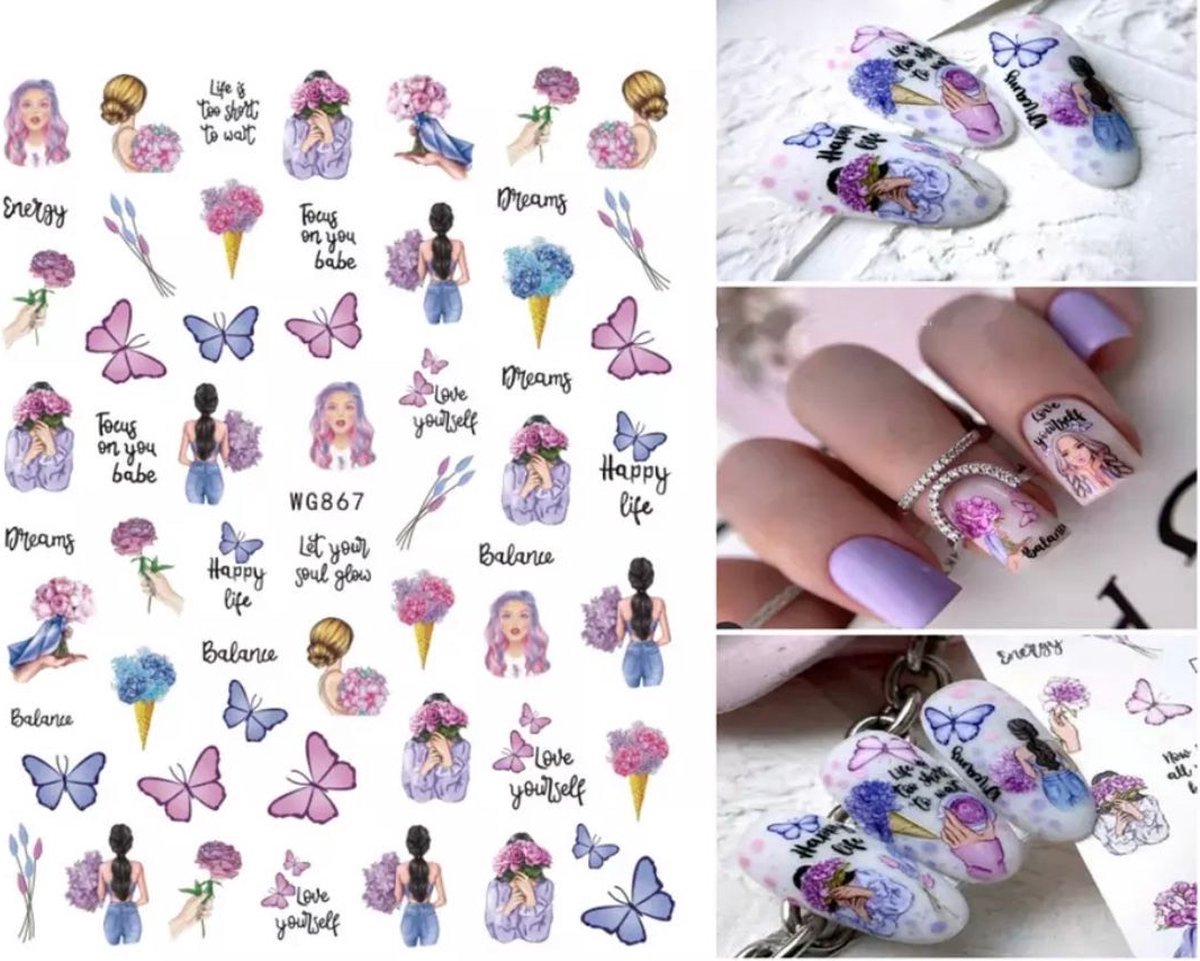 Goedkoopste Akyol - Nagel stickers - Meisjes nagelstickers - nagels - nagel sticker - decoratie - stickers voor nagels - stickers – vlinder nagelsticker – fantasie – regenboog – ster – stickervel voor nagels - vlinder