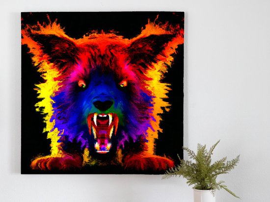 Colorful Chaos Devil kunst - 80x80 centimeter op Canvas | Foto op Canvas - wanddecoratie