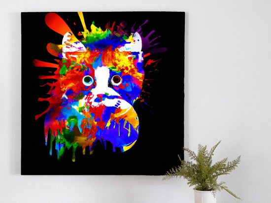 Exploding feline chromatics | Exploding Feline Chromatics | Kunst - 60x60 centimeter op Canvas | Foto op Canvas