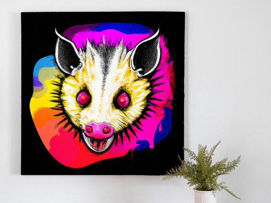 Fiery Possum Explosion kunst - 30x30 centimeter op Canvas | Foto op Canvas - wanddecoratie