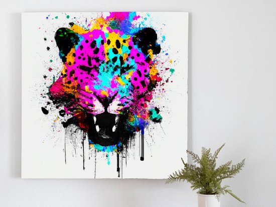 Fiery panter frenzy | Fiery Panter Frenzy | Kunst - 40x40 centimeter op Canvas | Foto op Canvas