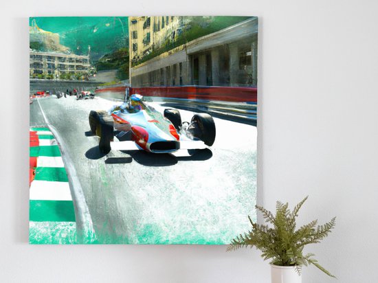 Classic F1 Monaco GP kunst - 60x60 centimeter op Canvas | Foto op Canvas - wanddecoratie