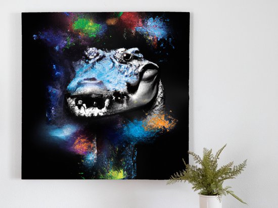 Alligator from the dark | Alligator from the dark | Kunst - 40x40 centimeter op Canvas | Foto op Canvas