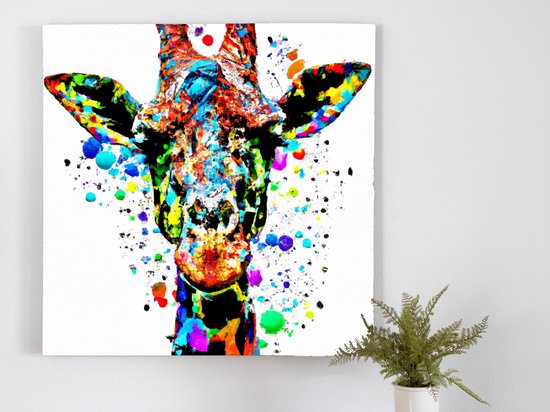 Goofy giraffe | Goofy Giraffe | Kunst - 60x60 centimeter op Canvas | Foto op Canvas