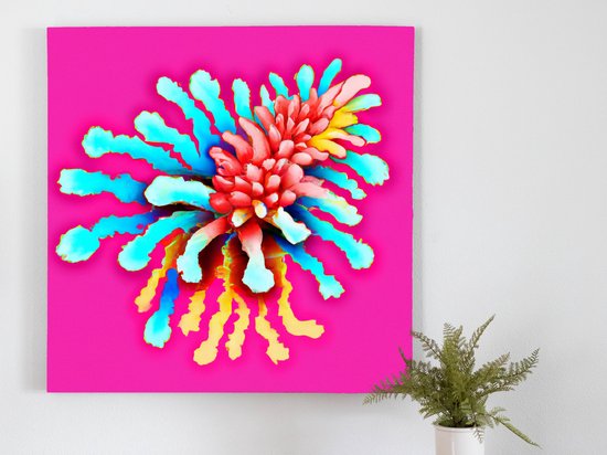 Coral Chromatic Explosion kunst - 60x60 centimeter op Canvas | Foto op Canvas - wanddecoratie