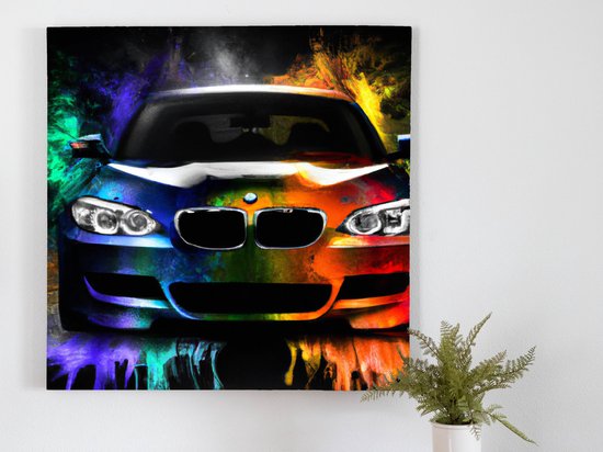 Chromatic BMW Blast kunst - 100x100 centimeter op Canvas | Foto op Canvas - wanddecoratie