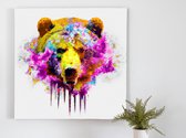 Rainbow bear burst | Rainbow Bear Burst | Kunst - 30x30 centimeter op Canvas | Foto op Canvas - wanddecoratie schilderij