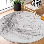 Flycarpets Tiberius Modern Marmer Design Vloerkleed - Grijs - Laagpolig - Rond - 120x120 cm