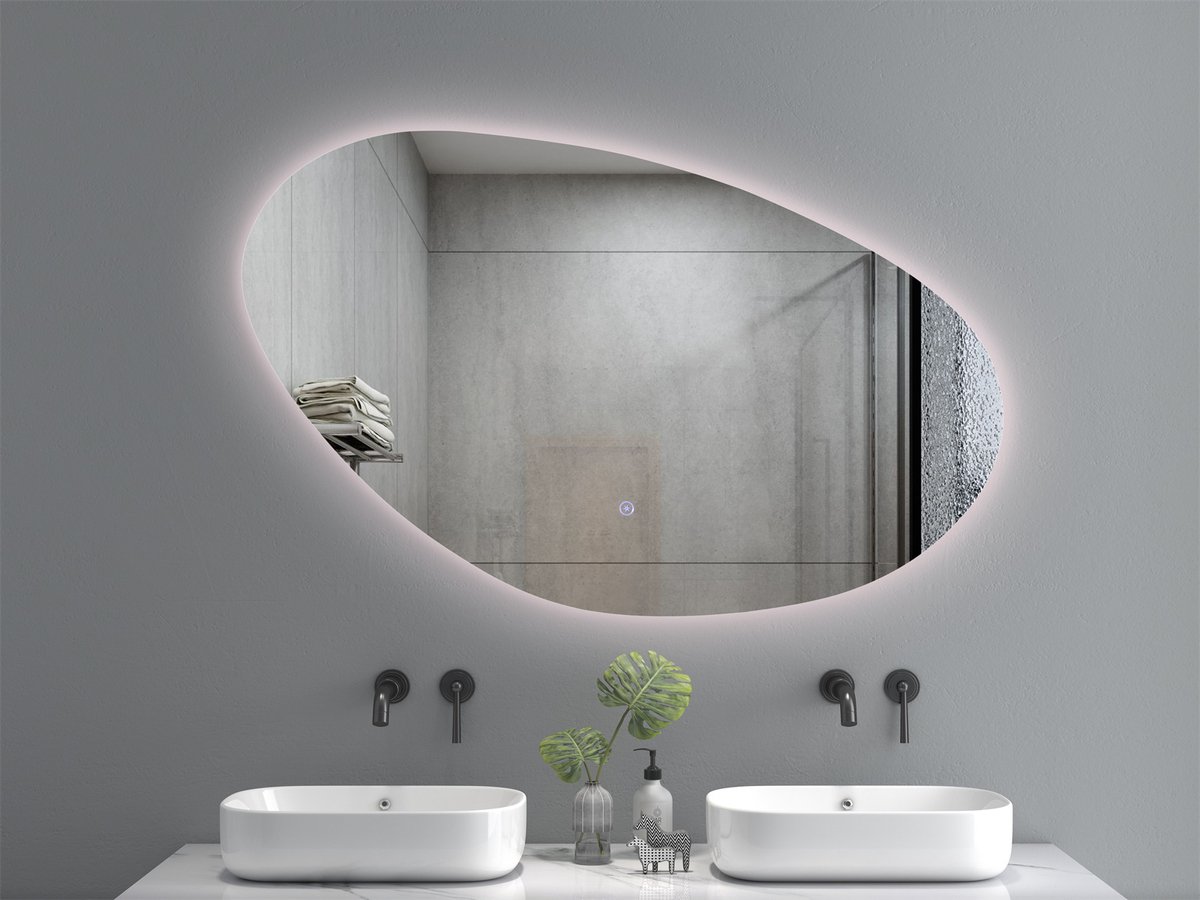 Badkamerspiegel met LED verlichting en verwarming 3 LED standen Condensvrij bol