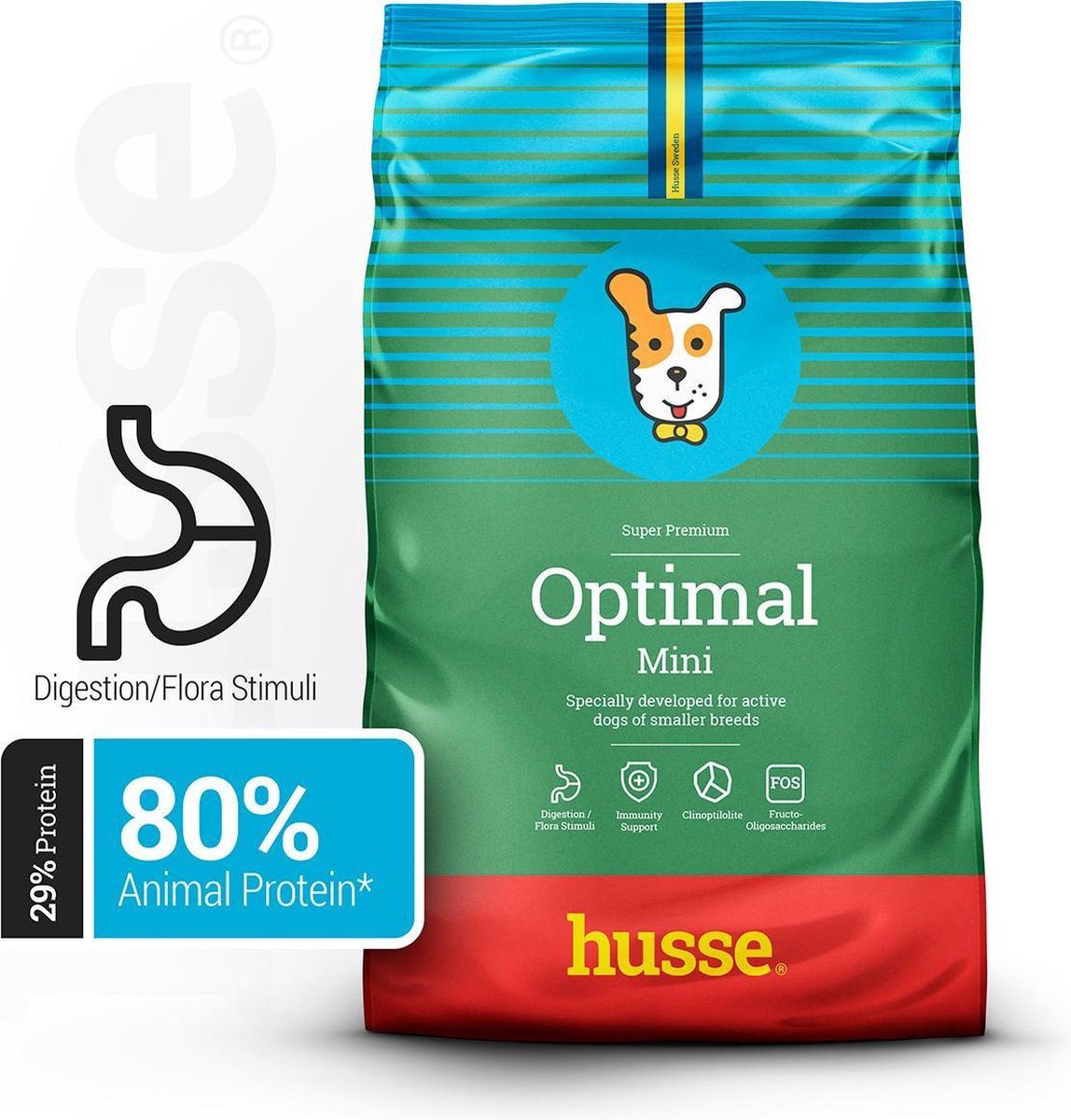 Husse Husse Optimal Mini - Hondenvoer Droog, Hondenbrokken, Droogvoer, Hondenvoeding - 3 x 2 kg