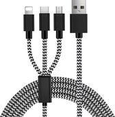 3 in 1 kabel met lightning / micro-USB / USB-C connector - 1 meter