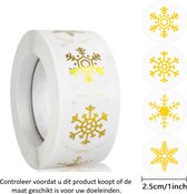 Rol met 500 Goudkleurige Sneeuw / Ijs kristal stickers - 2.5 cm diameter - Snow - Ice - Goud - Sneeuwkristal - Ijskristal - Decoratie - Versiering