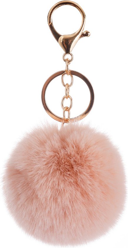 - Pluizige - Sleutelhanger - Keychain - Dames - Imitatie - Bont - Fakefur - Perzik -