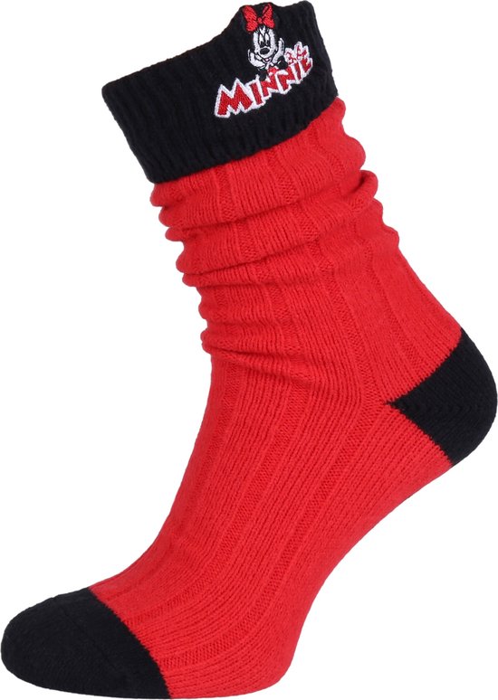 Rode, zachte, antislip sokken met verticale strepen en een afbeelding - Minnie Mouse DISNEY / 37-42