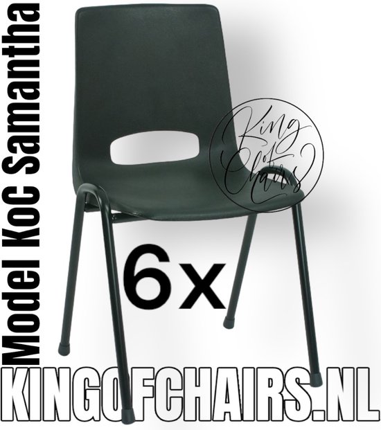 King of Chairs -Set van 6- Model KoC Samantha zwart met zwart onderstel. Stapelstoel kuipstoel vergaderstoel tuinstoel kantine stoel stapel stoel kantinestoelen stapelstoelen kuipstoelen arenastoel De Valk 3320 bistrostoel schoolstoel bezoekersstoel