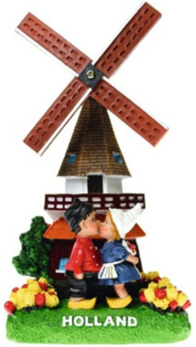 Molen en Kussend paartje polystone 17 cm