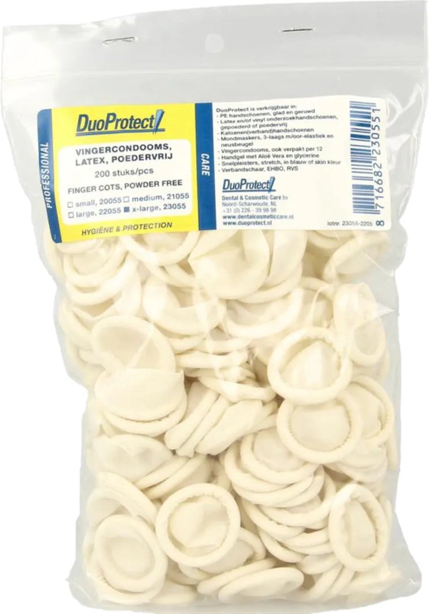 Goedkoopste DuoProtect vingercondooms 200st Maat XL