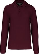 Herenpoloshirt met knopen en lange mouwen Wijnrood - 4XL