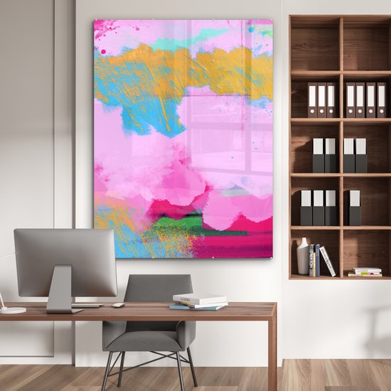 Nuage abstrait doré avec différentes couleurs sous Plexiglas 120x160 cm - Tirage photo sur Glas (Décoration murale Plexiglas) XXL / Groot format!
